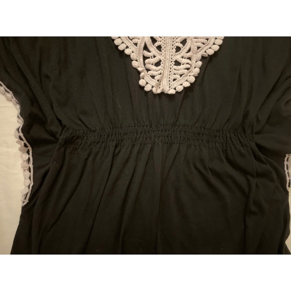 Candie’s Black Embroidered Flouncy Sheer Angel Wing Sleeve Blouse Top - Picture 4 of 6
